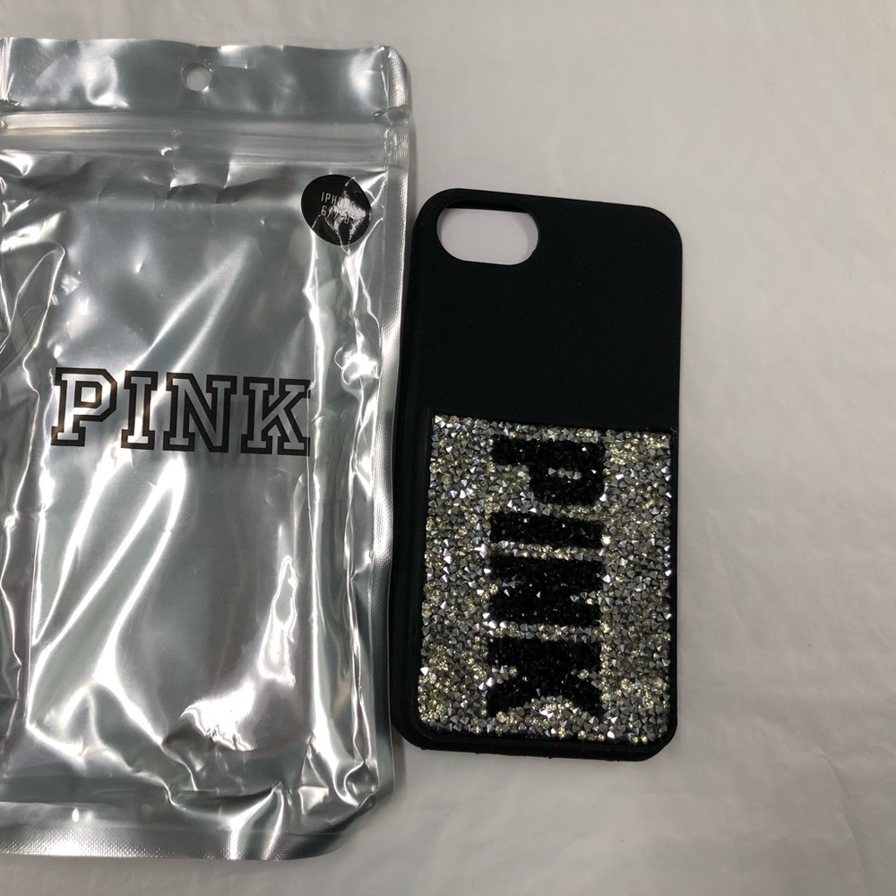 Victoria’s Secret Pink Bling IPhone 6/7/8 Rubber Case with ID Pocket New